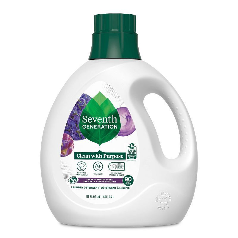 slide 1 of 4, Seventh Generation Lavender Liquid Laundry Detergent, 135 fl oz