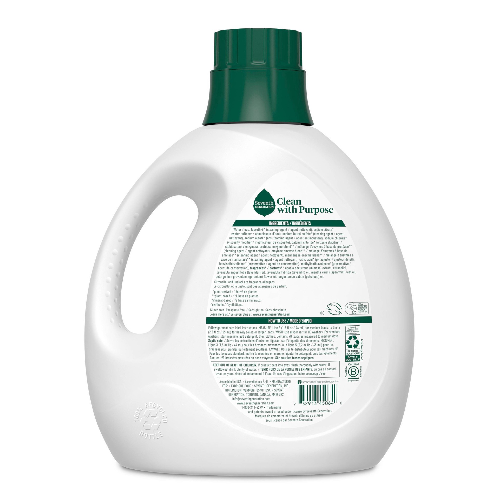 slide 2 of 4, Seventh Generation Lavender Liquid Laundry Detergent, 135 fl oz