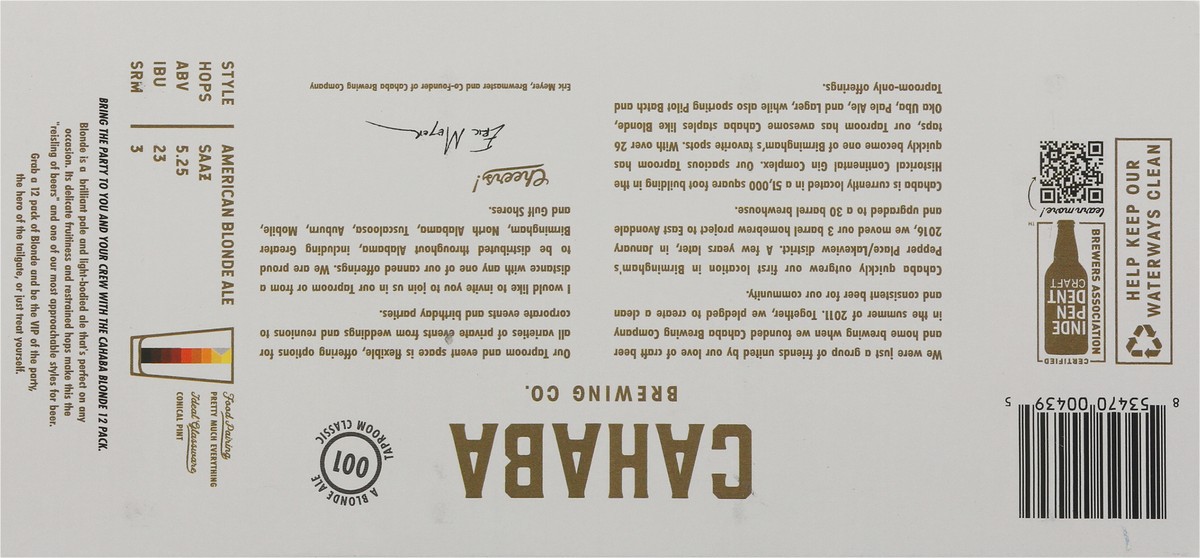 slide 9 of 9, Cahaba American Blonde Ale Beer 12 - 12 fl oz Cans, 12 ct