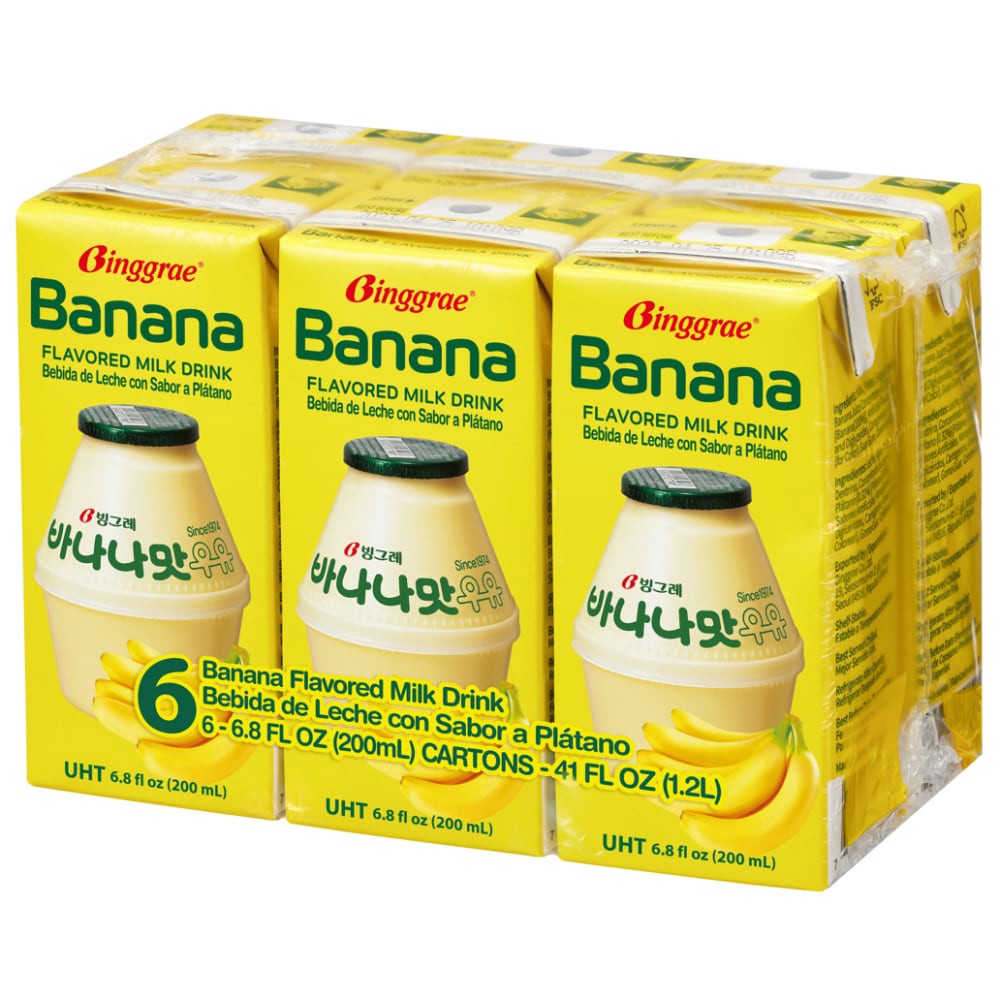 slide 1 of 1, Binggrae Banana Flavored Milk Drink-6pk, 6.8 fl oz