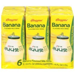 Binggrae Banana Flavored Milk Drink - 6 x 6.8 fl oz