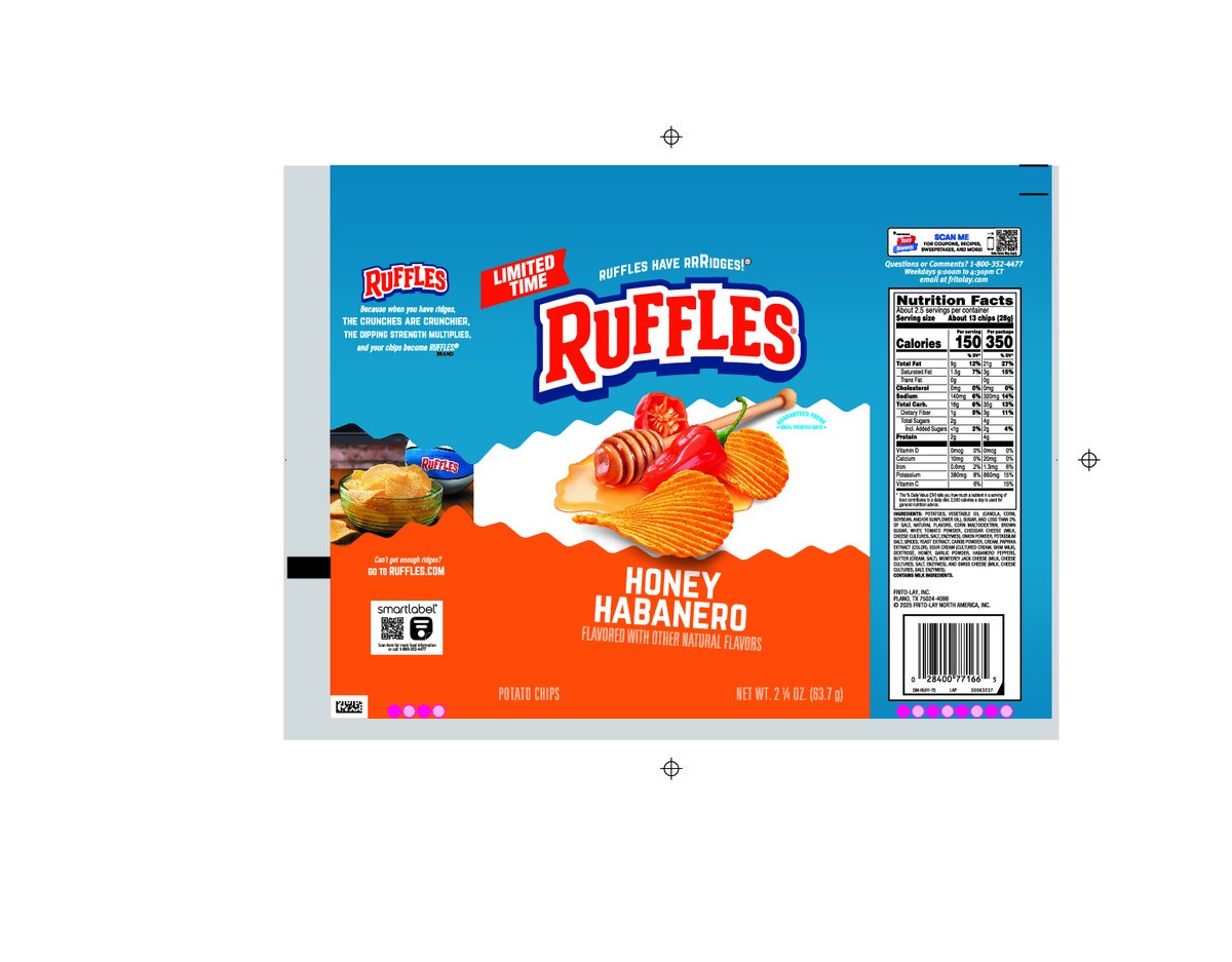 slide 4 of 9, Ruffles Potato Chips Honey Habanero 2 1/4 Oz, 2.25 oz