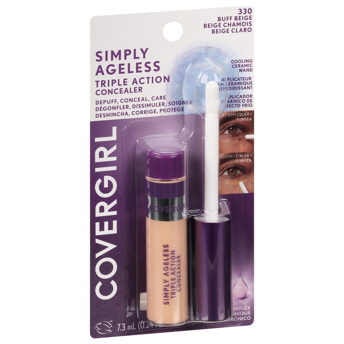 slide 9 of 10, Covergirl Simply Ageless Buff Beige 330 Triple Action Concealer 0.24 fl oz, 0.24 fl oz