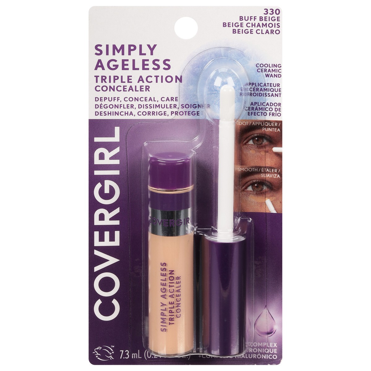 slide 1 of 10, Covergirl Simply Ageless Buff Beige 330 Triple Action Concealer 0.24 fl oz, 0.24 fl oz