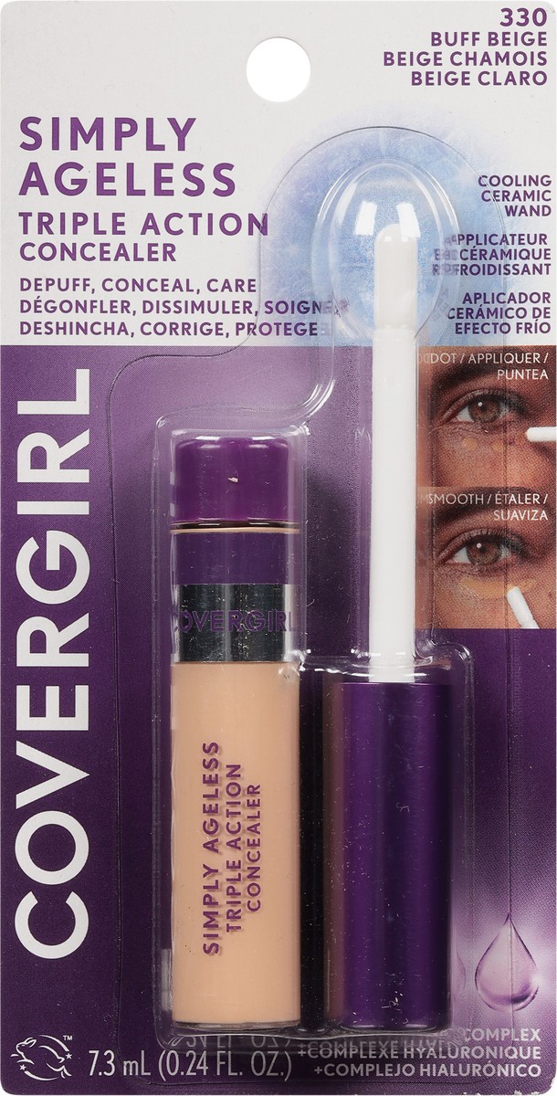 slide 3 of 10, Covergirl Simply Ageless Buff Beige 330 Triple Action Concealer 0.24 fl oz, 0.24 fl oz
