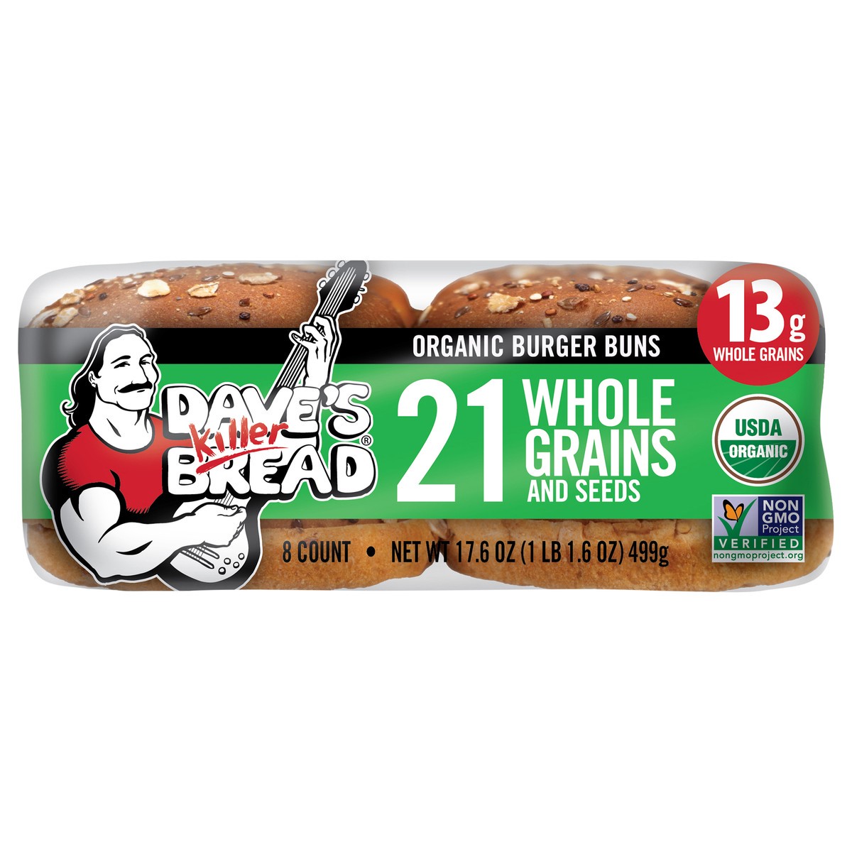 slide 1 of 11, Dave's Killer Bread 21 Whole Grains & Seeds Burger Buns, Organic Hamburger Buns, 8 Count, 8 ct