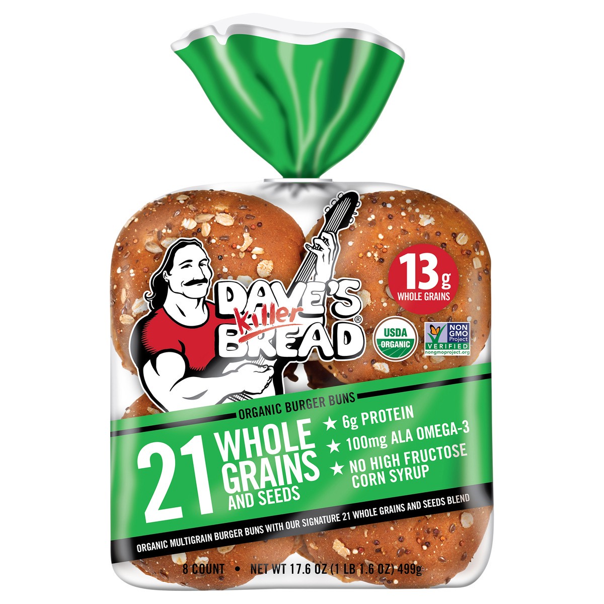 slide 1 of 11, Dave's Killer Bread 21 Whole Grains & Seeds Burger Buns, Organic Hamburger Buns, 8 Count, 8 ct
