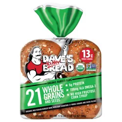 Dave's Killer Bread 21 Whole Grains & Seeds Burger Buns, Organic Hamburger Buns, 8 Count