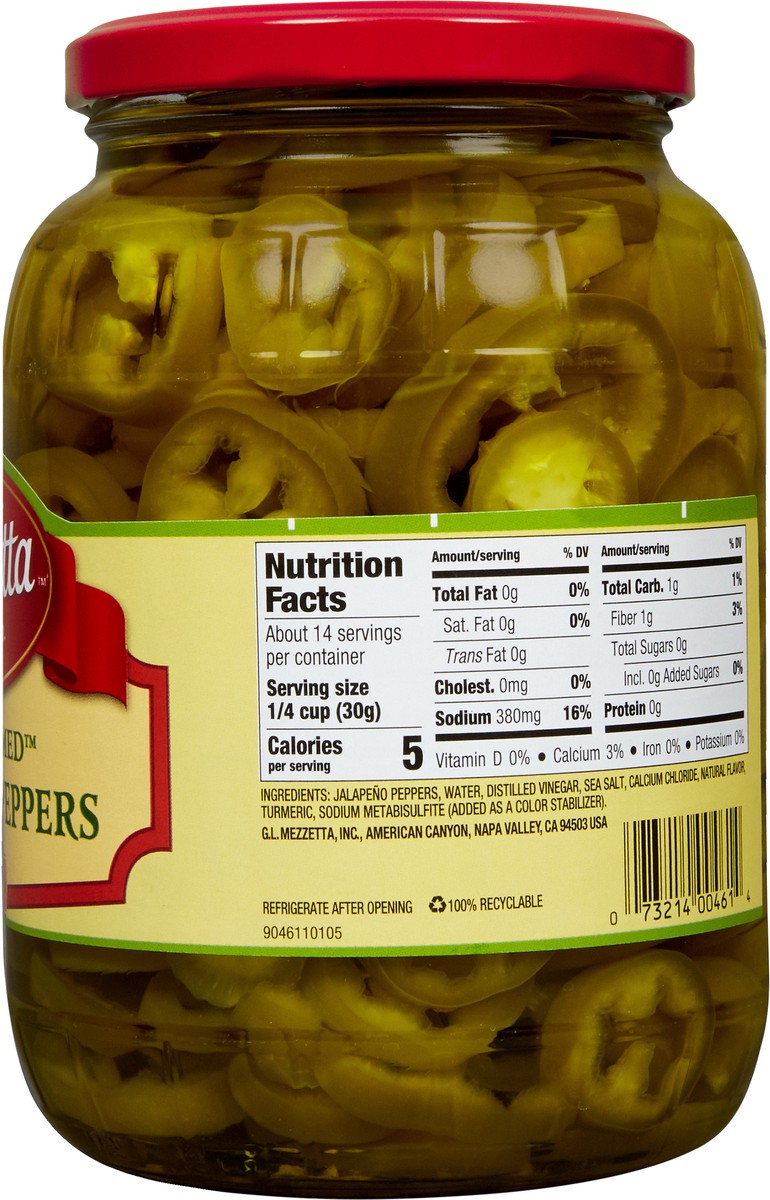 slide 6 of 7, Mezzetta Sliced Tamed™ Jalapeño Peppers, 32 fl oz, 32 oz