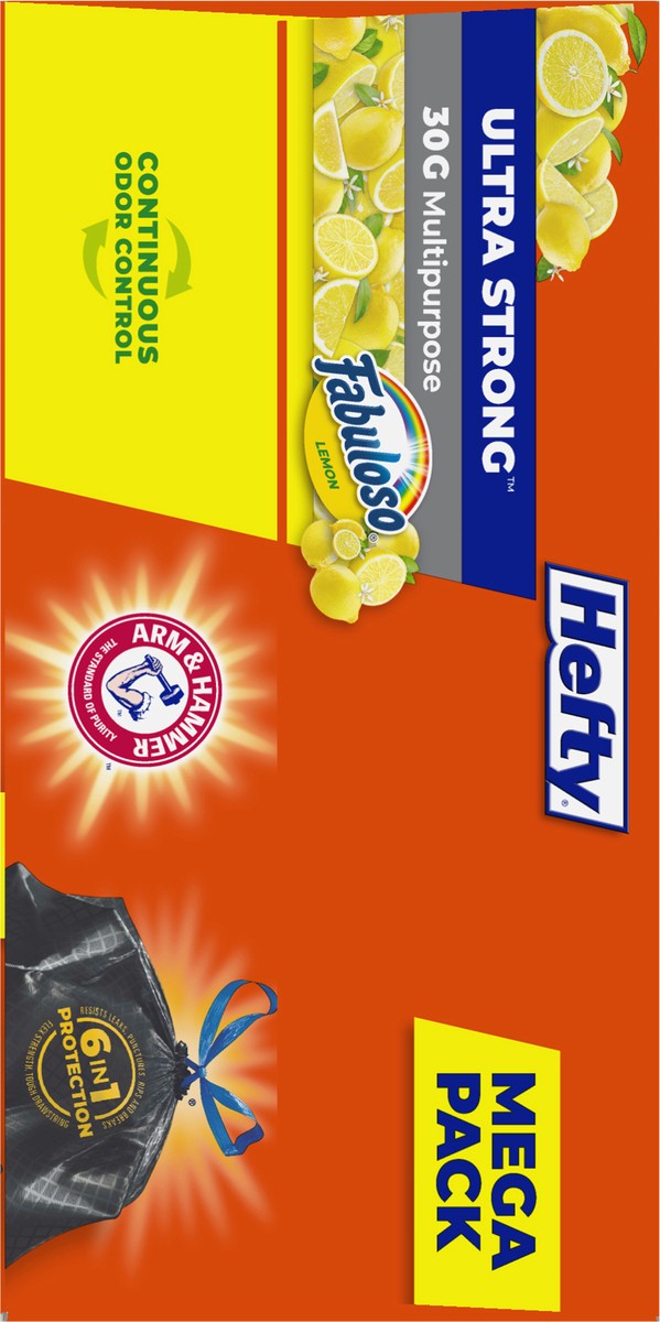 slide 11 of 11, Hefty Ultra Strong 30 Gallon Drawstring Fabuloso Lemon Trash Bags Large Mega Pack 50 ea, 50 ct