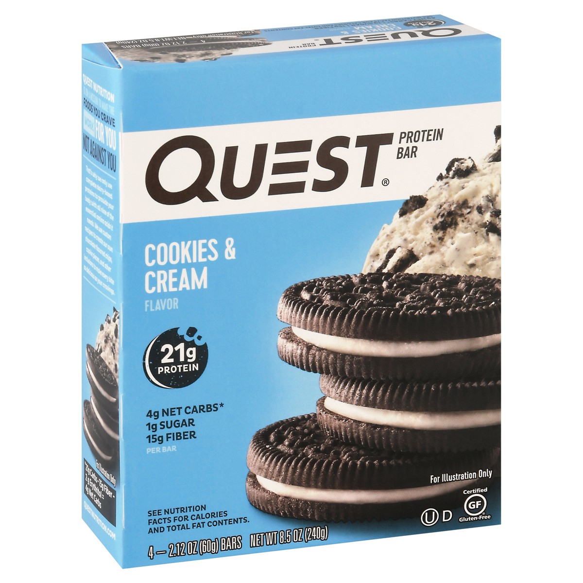 slide 2 of 9, Quest Cookies & Cream Flavor Protein Bar 4-2.12 oz Bars, 4 ct