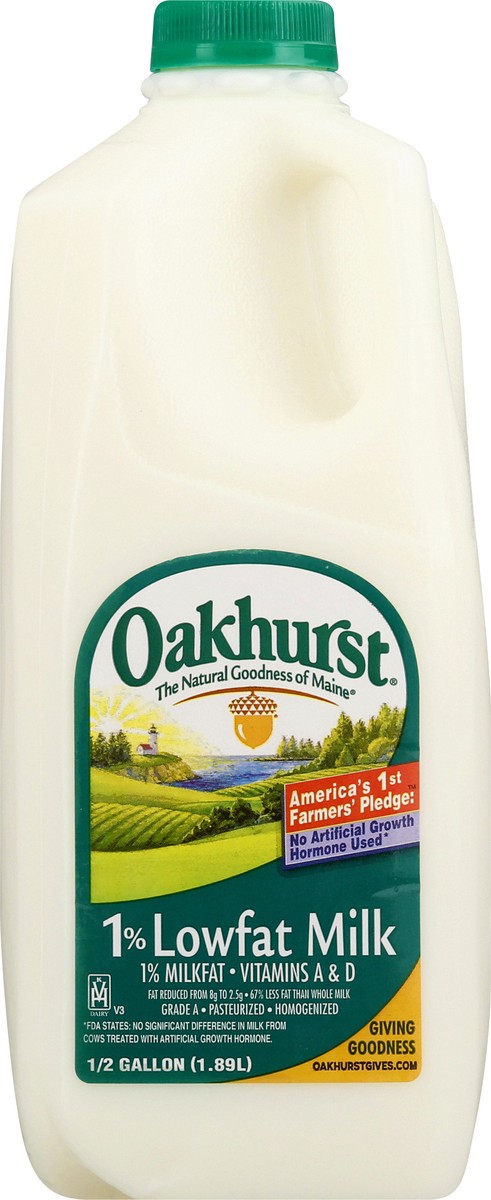 slide 1 of 11, Oakhurst Milk, Lowfat, 1% Milkfat, 1/2 gal