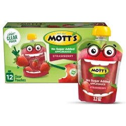 Mott's No Sugar Added Strawberry Applesauce, 3.2 oz pouches, 12 count