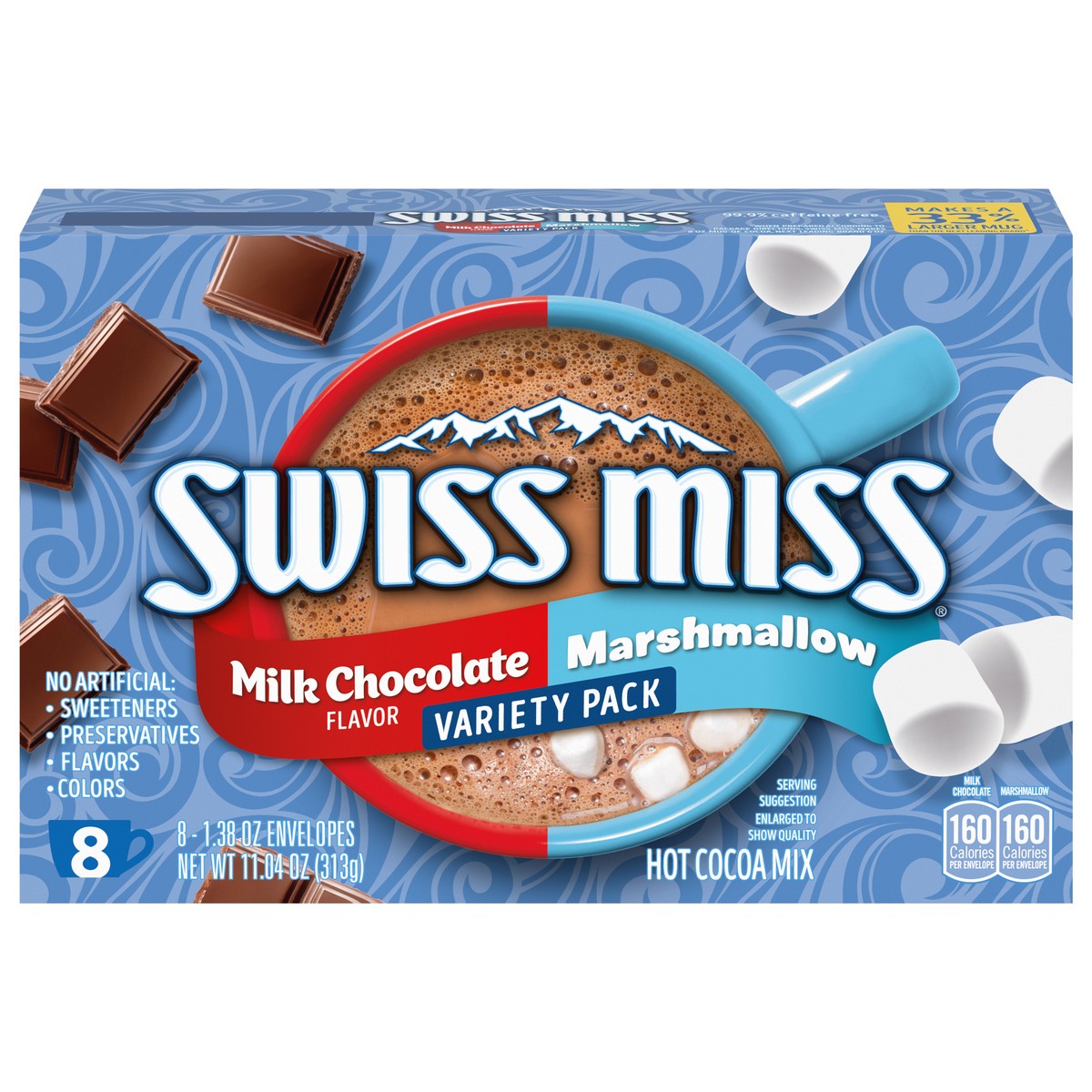 slide 1 of 5, Swiss Miss Milk Chocolate Flavor/Marshmallow Hot Cocoa Mix Variety Pack - 8 ct, 8 ct