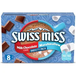 Swiss Miss Marshmallow and Milk Chocolate Flavored Hot Cocoa Mix Variety Pack, 8 Count Packets