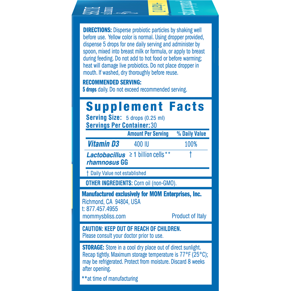 slide 2 of 4, Mommy's Bliss Probiotc Drops Vitamin D, 10 ml