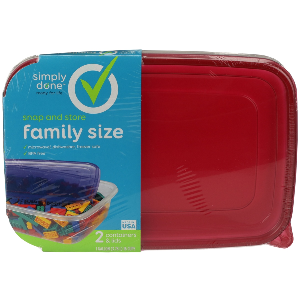 Simply Done 16Cup Snap & Store Family Size Containers & Lids 2Ct