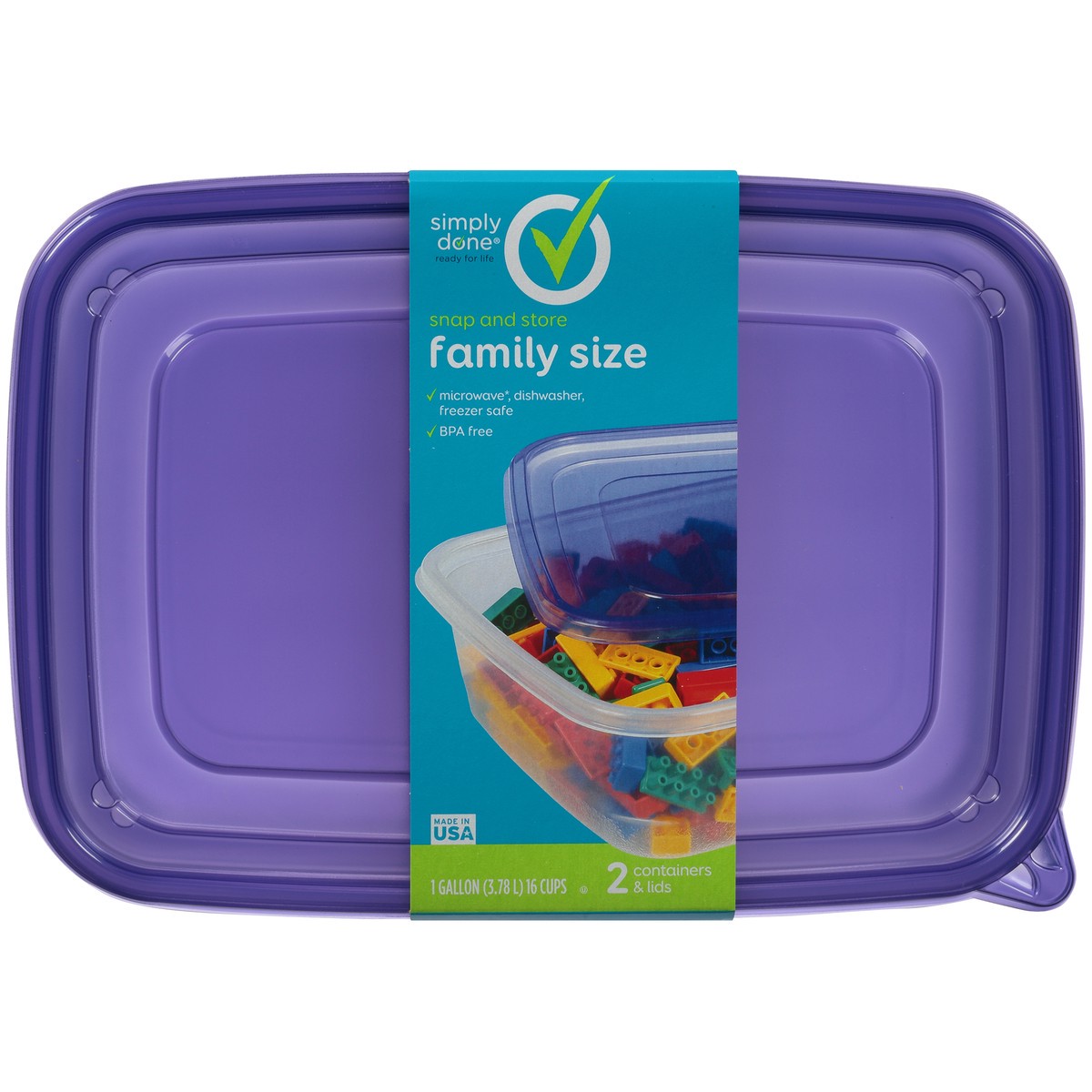 slide 7 of 9, Simply Done Snap & Store Family Size Containers & Lids, 2 ct