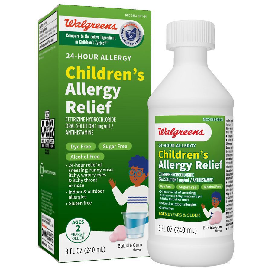 slide 4 of 5, Walgreens Children's Wal-Zyr Bubblegum Flavor Liquid Allergy Medicine, 8 fl oz