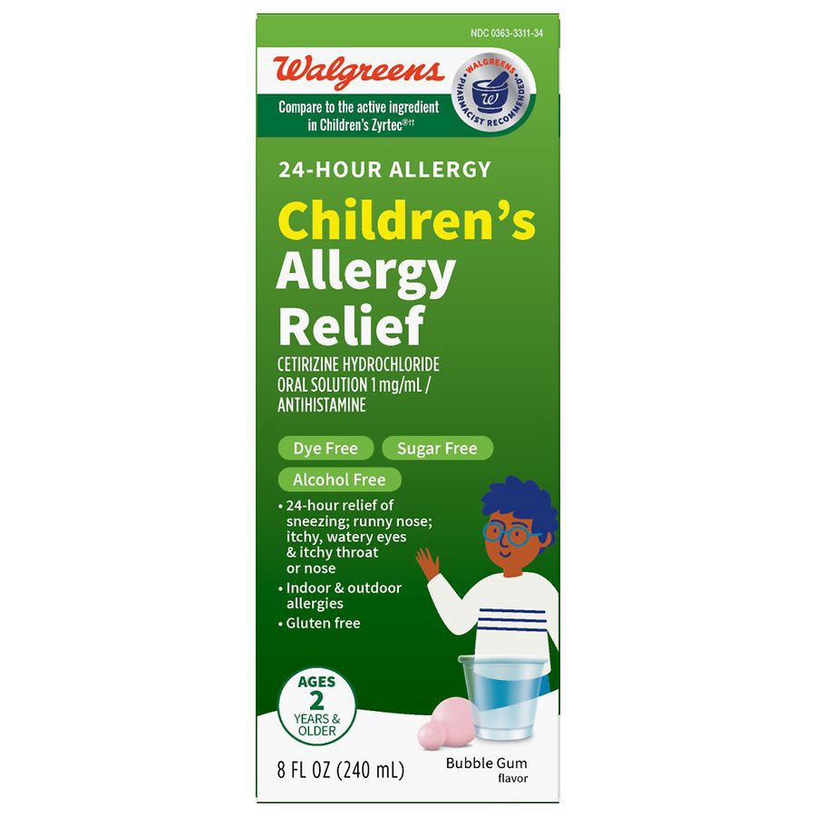 slide 1 of 5, Walgreens Children's Wal-Zyr Bubblegum Flavor Liquid Allergy Medicine, 8 fl oz