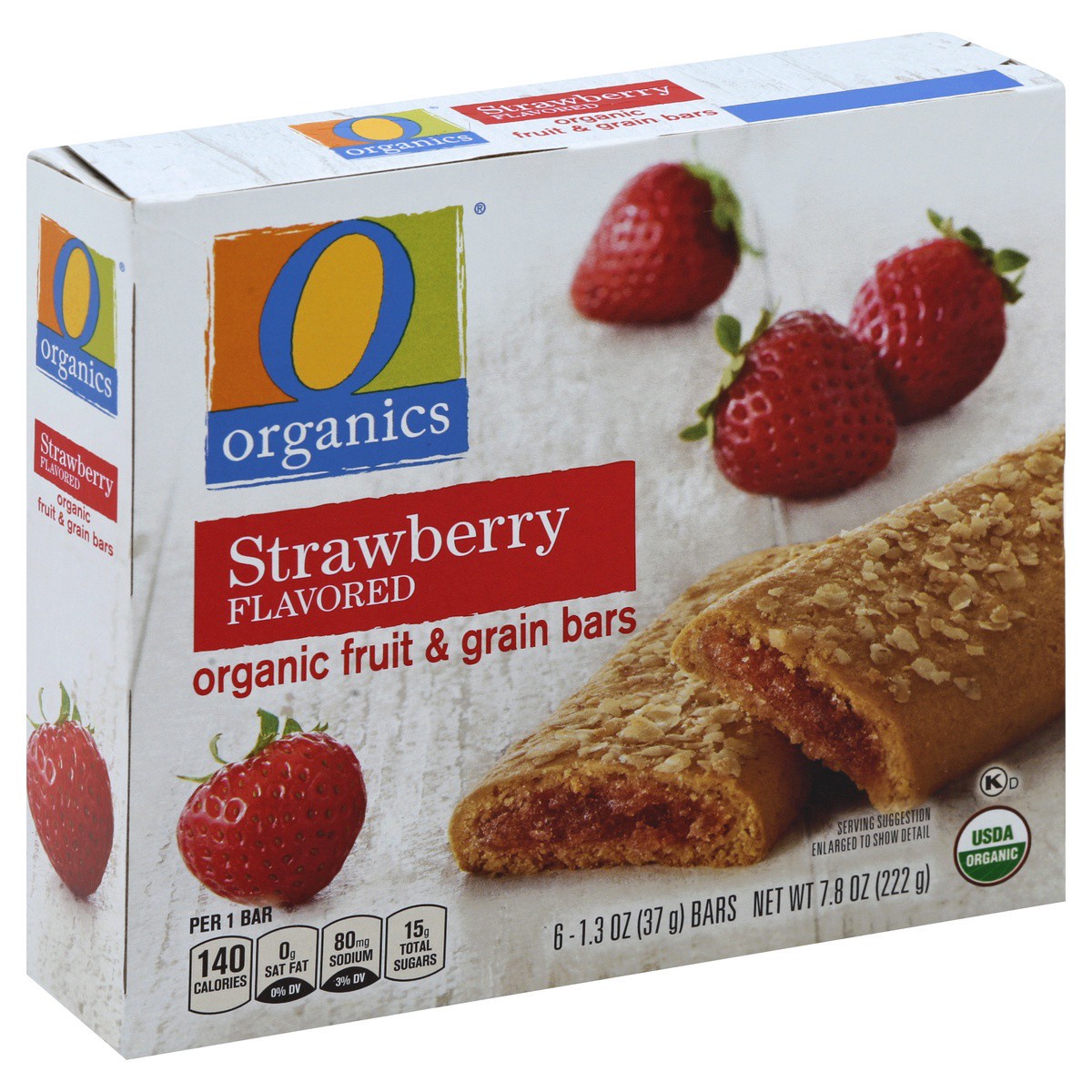 slide 1 of 4, O Organics Fruit & Grain Bars, Organic, Strawberry Flavored, 6 ct