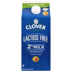 Clover Sonoma 2% Reduced Fat Lactose Free Milk 0.5 gal