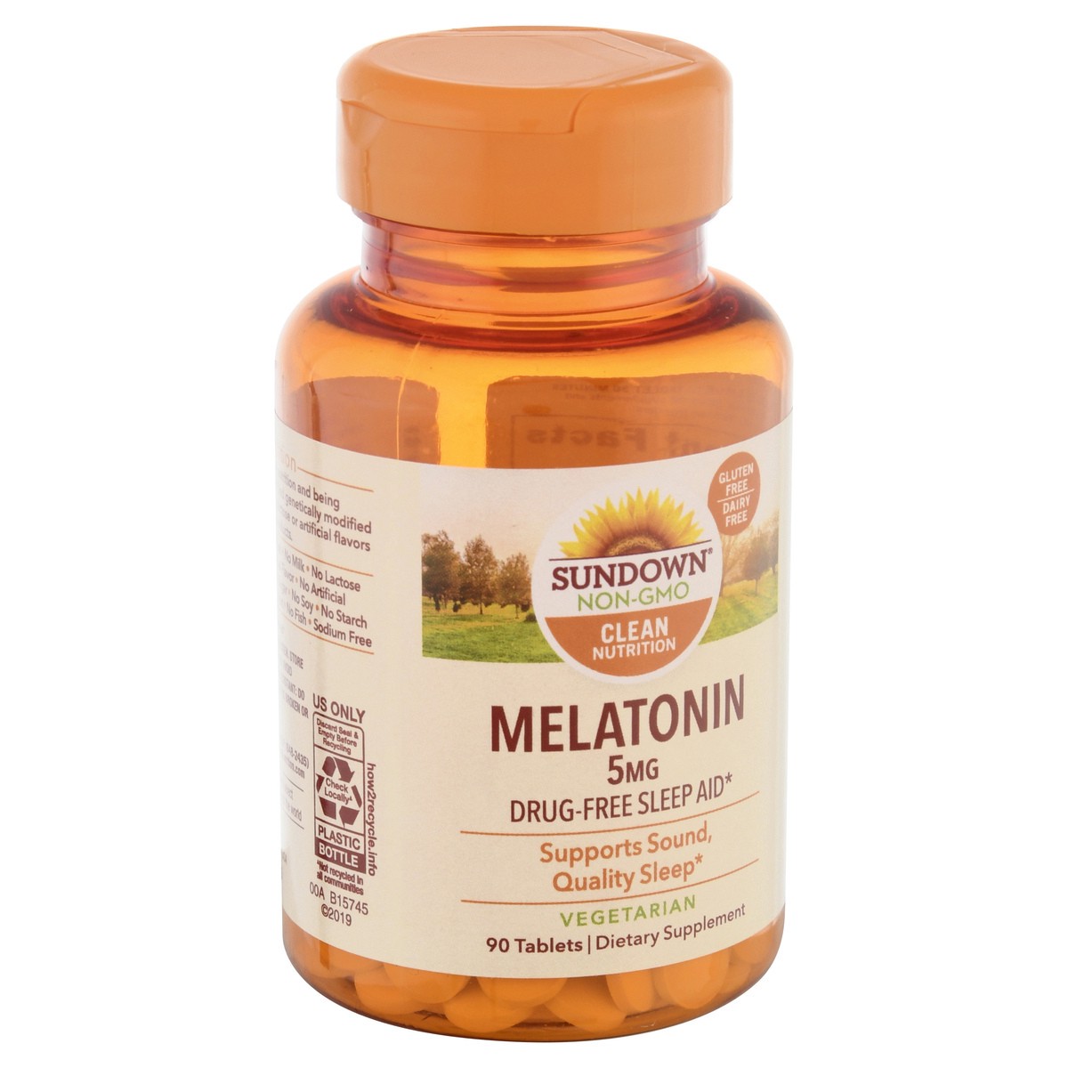 slide 4 of 9, Sundown Non-GMO 5 mg Tablets Melatonin 90 ea, 90 ct