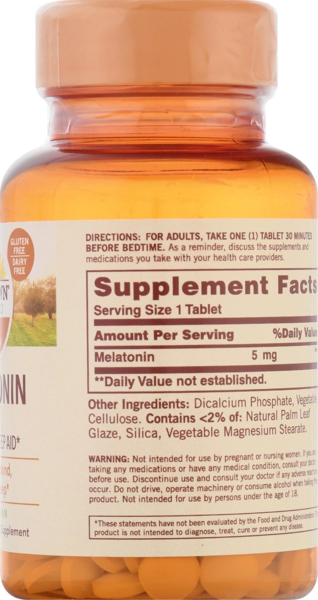 slide 5 of 9, Sundown Non-GMO 5 mg Tablets Melatonin 90 ea, 90 ct