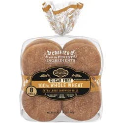 Private Selection Sugar Free 100% Whole Wheat Extra Large Sandwich Rolls