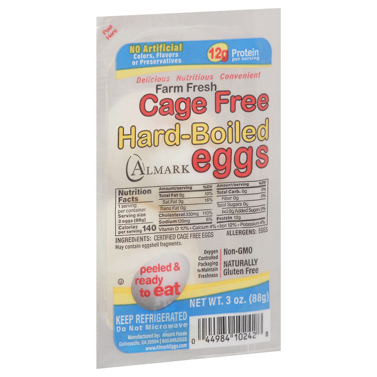 slide 7 of 11, Almark Foods Cage Free Hard-Boiled Eggs 3 oz, 2 ct