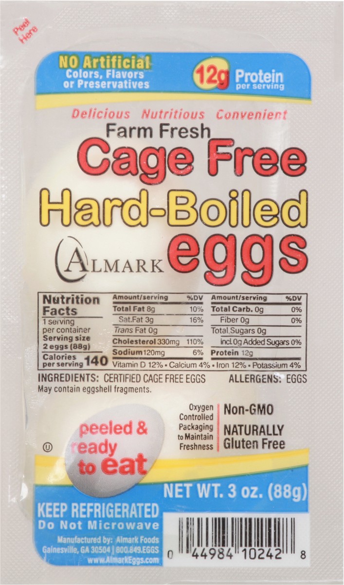 slide 3 of 11, Almark Foods Cage Free Hard-Boiled Eggs 3 oz, 2 ct