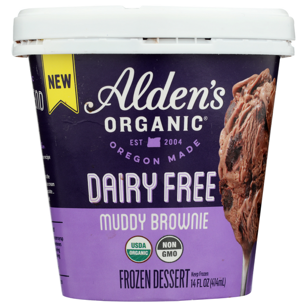 slide 1 of 1, Alden's Organic Dairy Free Muddy Brownie Ice Cream, 14 oz