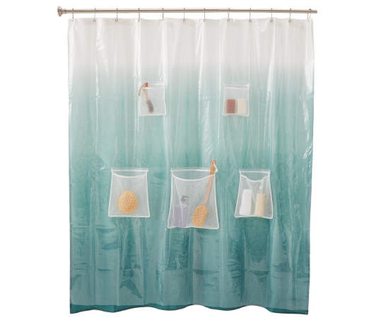 slide 1 of 1, Kenney Shower Liner Clear Medium Weight Peva With Pockets, 1 ct