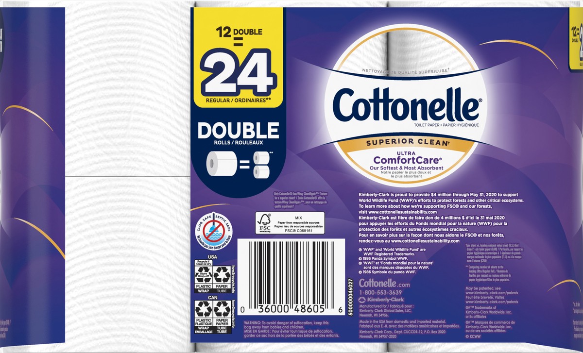 slide 5 of 6, Cottonelle Ultra ComfortCare Double Roll Bath Tissue, 12 ct