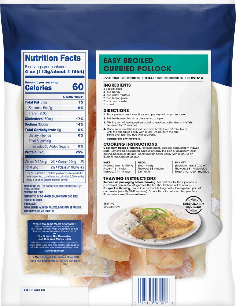 slide 3 of 4, Kroger Wild Caught Boneless Skinless Pollock, 2 lb