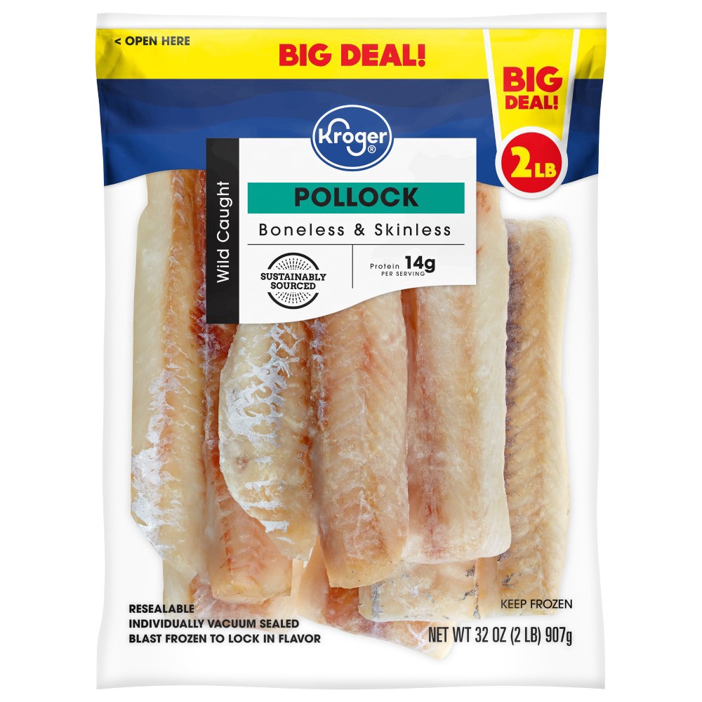 slide 2 of 4, Kroger Wild Caught Boneless Skinless Pollock, 2 lb