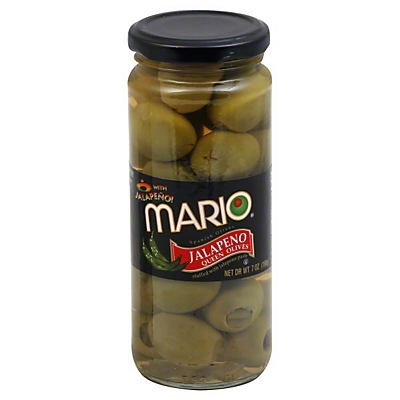 slide 1 of 1, Mario Jalapeno Queen Olives Stuffed with Jalapeno Paste, 7 oz