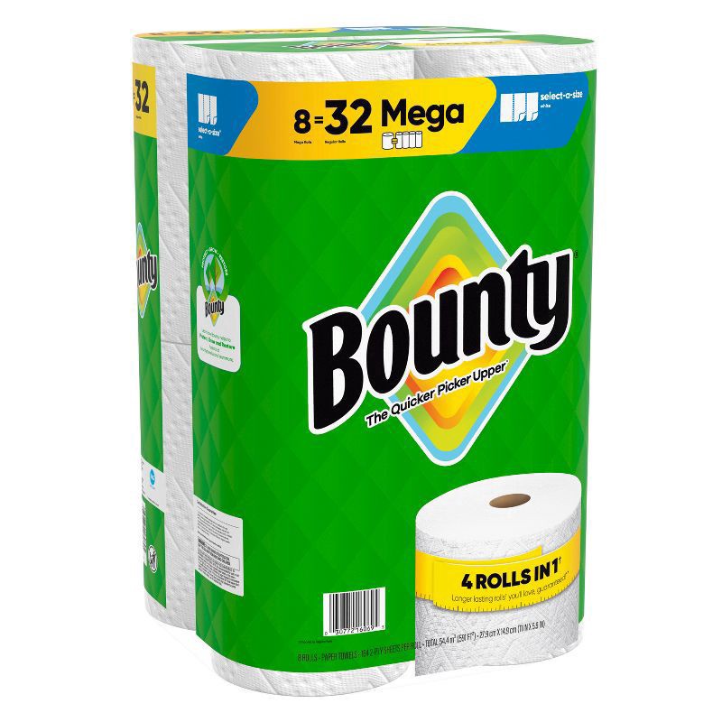 slide 3 of 16, Bounty Paper Towels 8 Mega Select-A-Size White Rolls, 8 ct