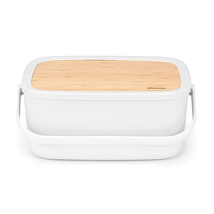 slide 2 of 15, Brabantia Nic Bread Box with Bamboo Lid Serving Tray - White, 1 ct