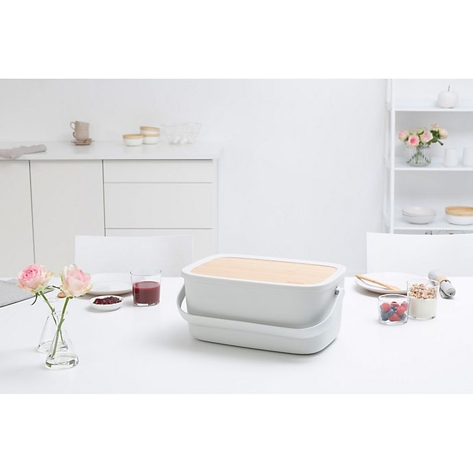 slide 3 of 15, Brabantia Nic Bread Box with Bamboo Lid Serving Tray - White, 1 ct
