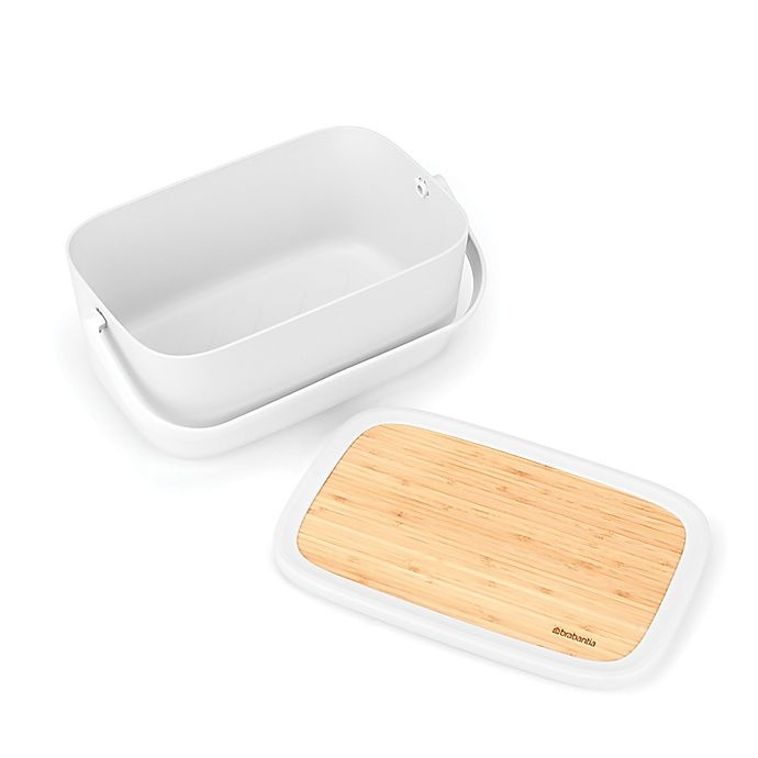 slide 12 of 15, Brabantia Nic Bread Box with Bamboo Lid Serving Tray - White, 1 ct