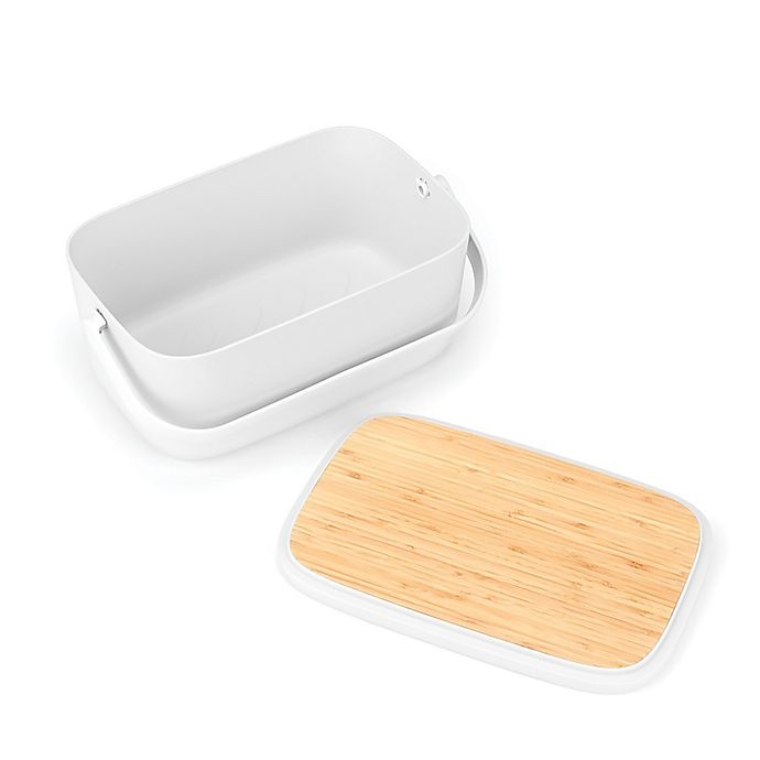 slide 13 of 15, Brabantia Nic Bread Box with Bamboo Lid Serving Tray - White, 1 ct