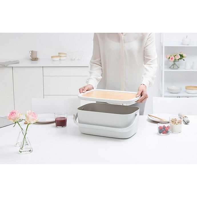 slide 4 of 15, Brabantia Nic Bread Box with Bamboo Lid Serving Tray - White, 1 ct