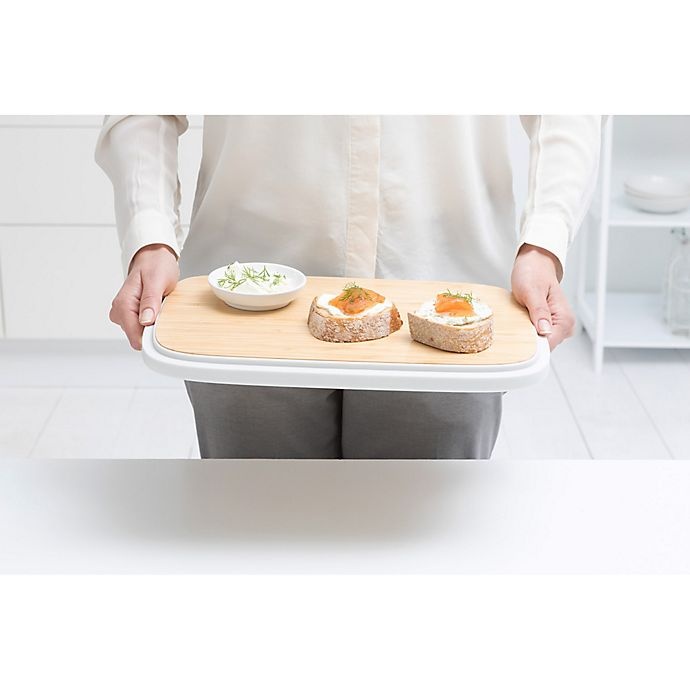 slide 6 of 15, Brabantia Nic Bread Box with Bamboo Lid Serving Tray - White, 1 ct