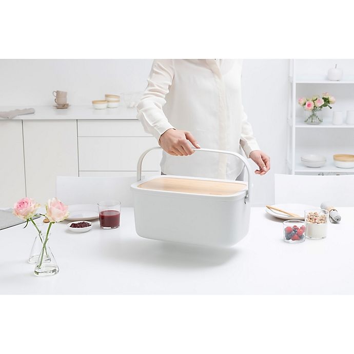 slide 7 of 15, Brabantia Nic Bread Box with Bamboo Lid Serving Tray - White, 1 ct