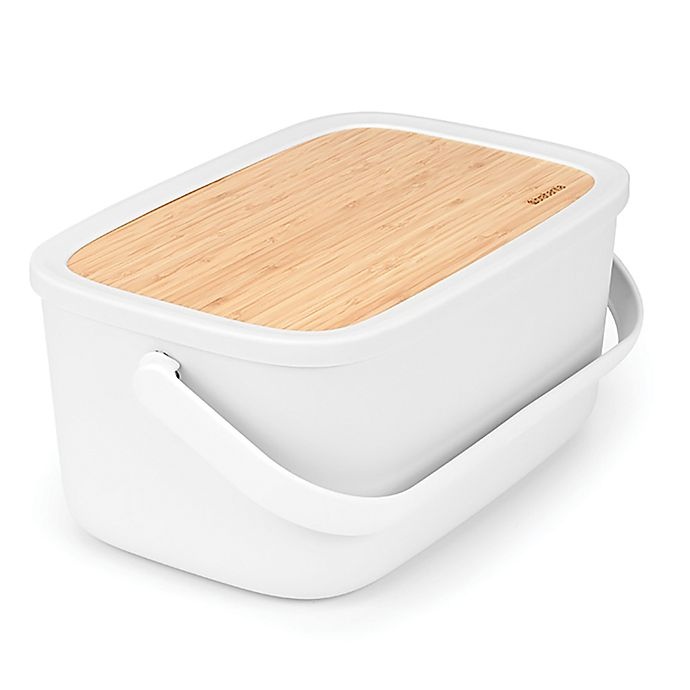 slide 10 of 15, Brabantia Nic Bread Box with Bamboo Lid Serving Tray - White, 1 ct