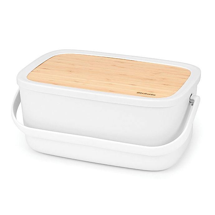 slide 11 of 15, Brabantia Nic Bread Box with Bamboo Lid Serving Tray - White, 1 ct