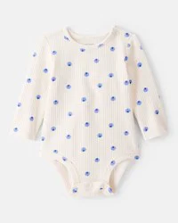 Carter's Carters Baby Girl Blueberry Print Long-Sleeve Fashion Bodysuit - Ivory Ivory 9M