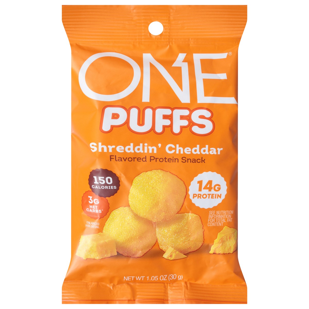 slide 8 of 13, ONE Shreddin' Cheddar Flavored Protein Snack Bag- 1.05 oz, 1.05 oz