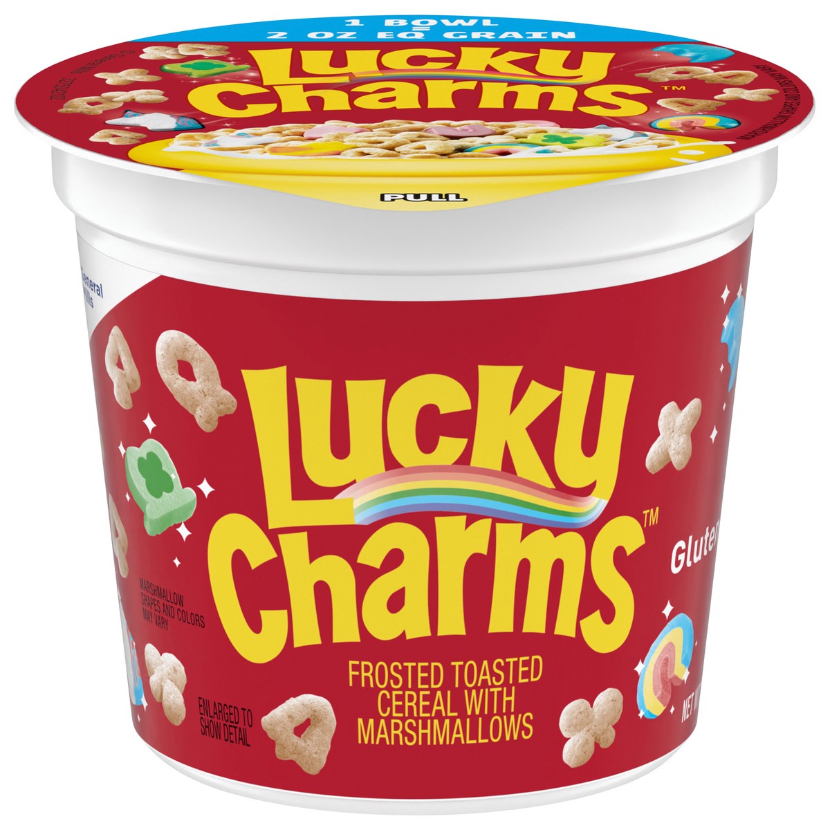 slide 1 of 11, Lucky Charms Gluten Free Cereal with Marshmallows, 1.7 oz Single Serve Cereal Cup, 1.7 oz